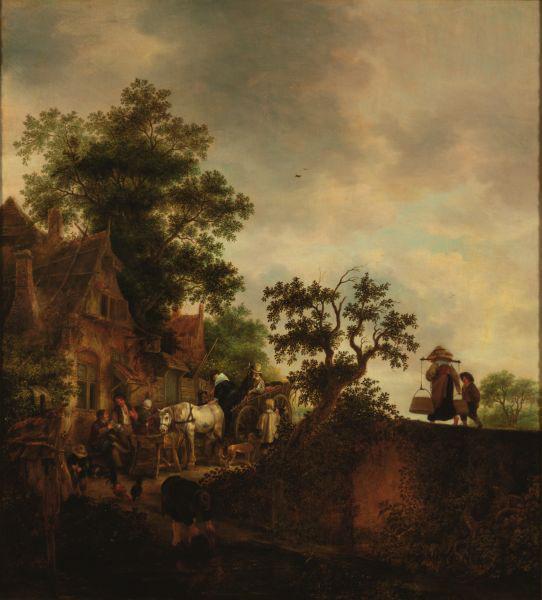 Isaac van Ostade Travellers Halting at an Inn oil painting image
